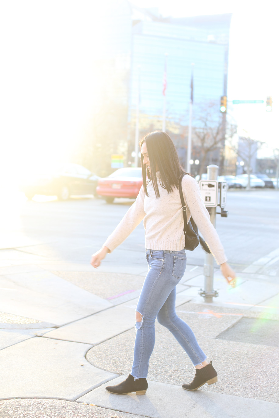 Beautiful Girl wear white top with blue jeans in Captured By Lexi in Utah